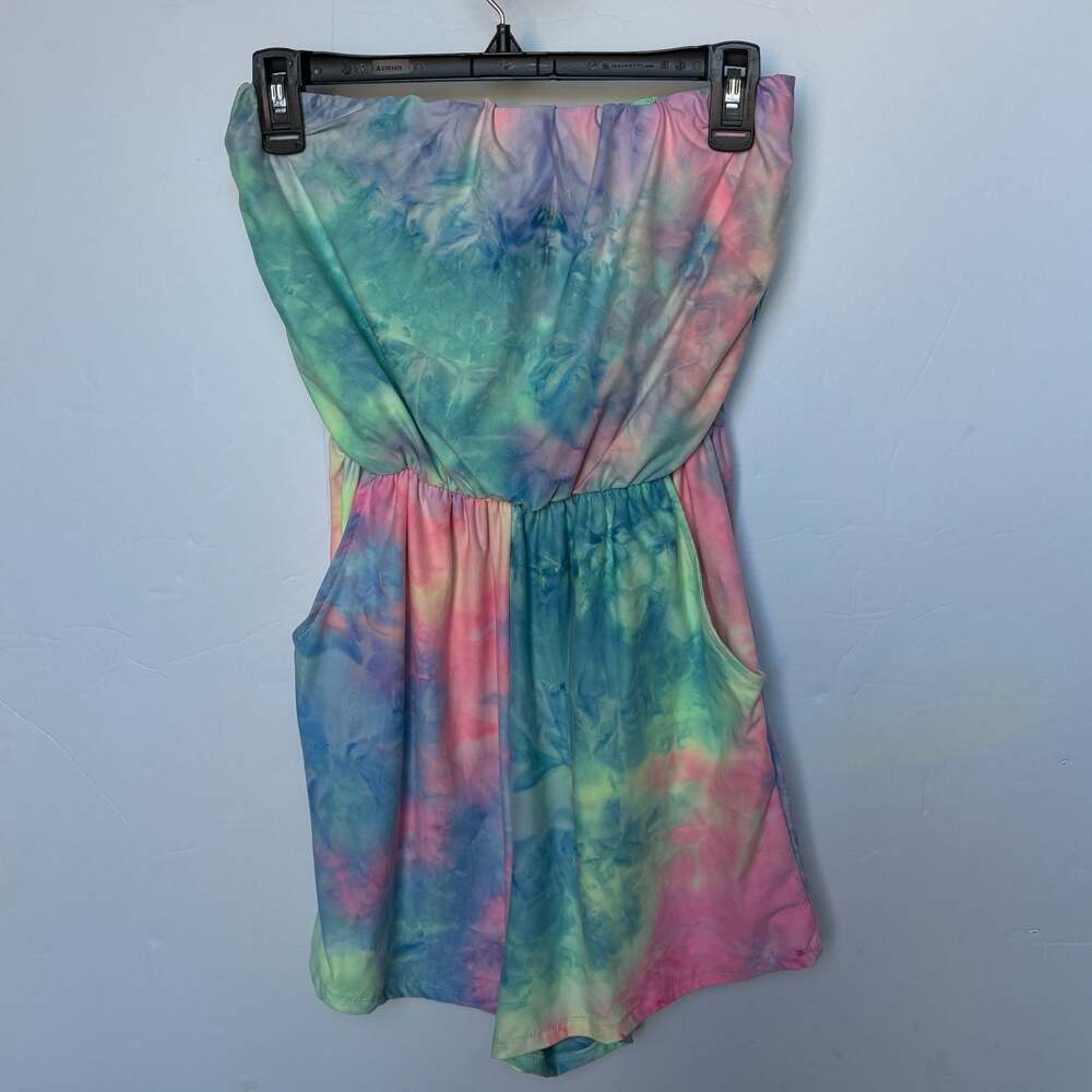 Cosmic Beauty Tie-Dye Strapless Romper Size S